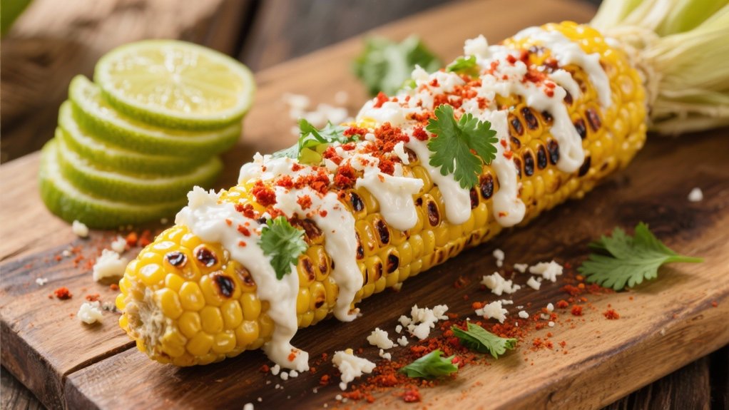 grilled corn with toppings