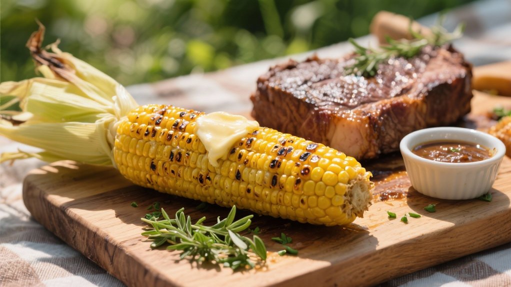 grilled corn with toppings
