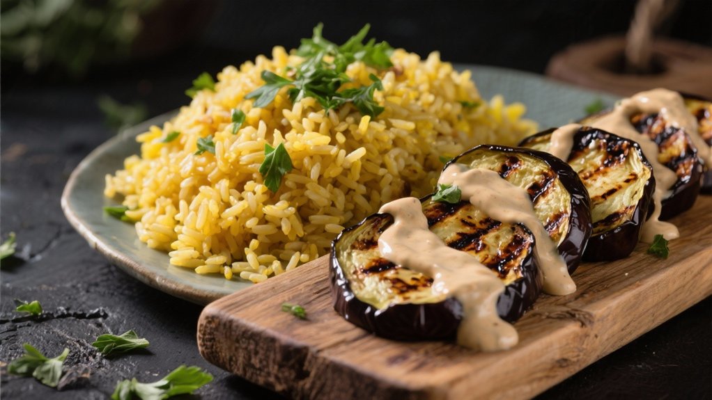 grilled eggplant with tahini