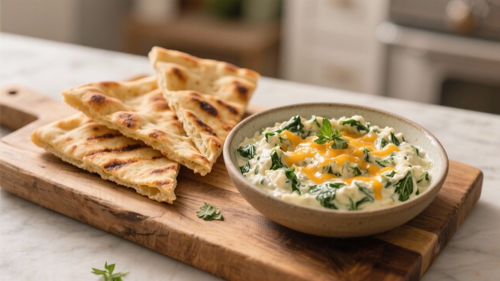 grilled flatbread enhances dip