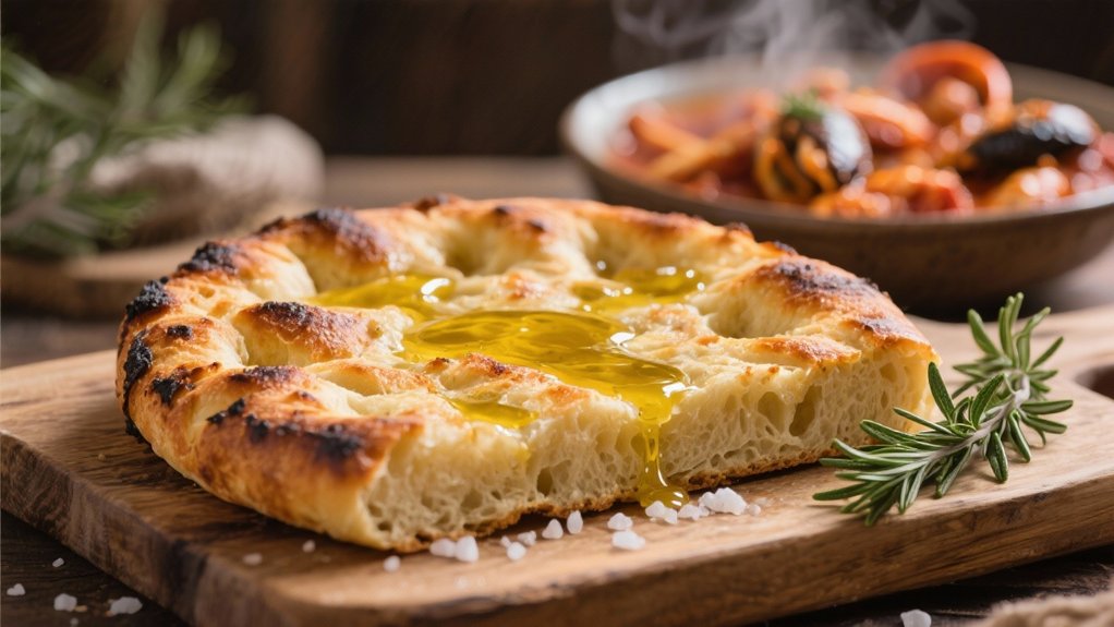 grilled focaccia with olive oil