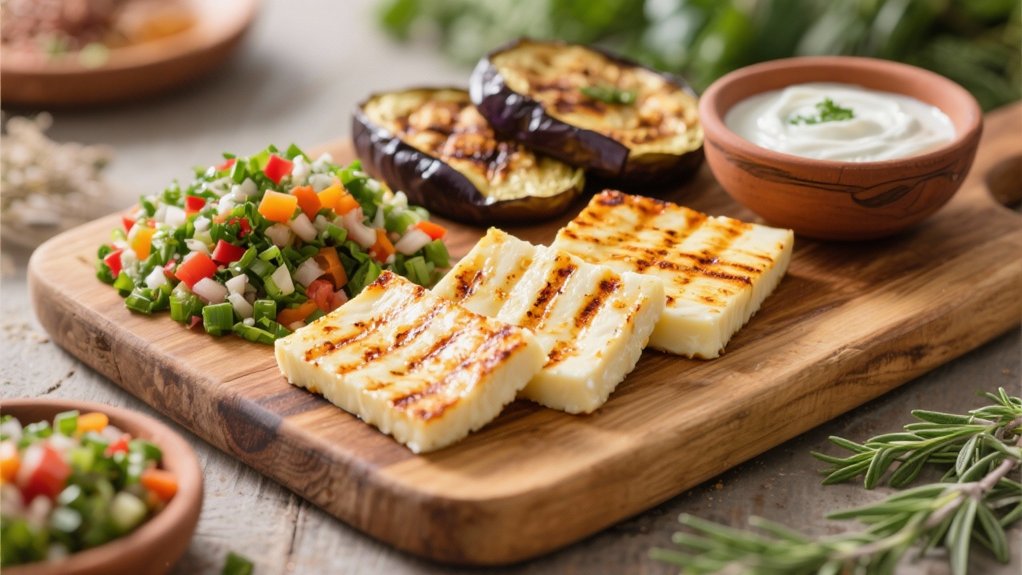 grilled halloumi enhances mujadara