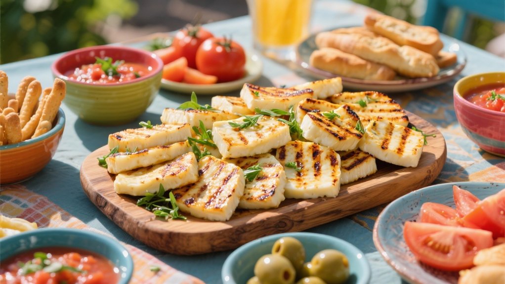 grilled halloumi with herbs