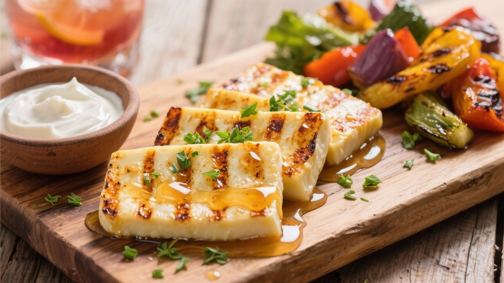 grilled halloumi with honey