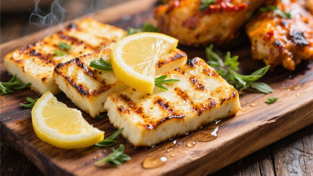grilled halloumi with lemon
