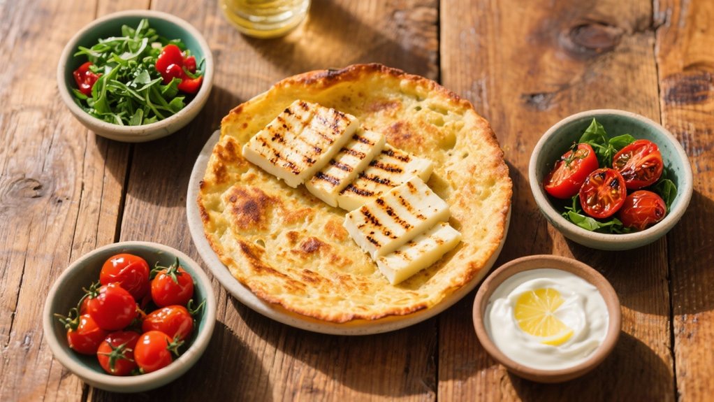 grilled halloumi with socca