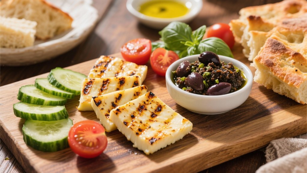 grilled halloumi with tapenade