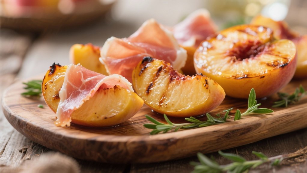 grilled peaches enhance prosciutto