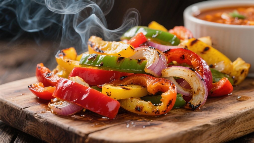 grilled pepper and onion fajitas