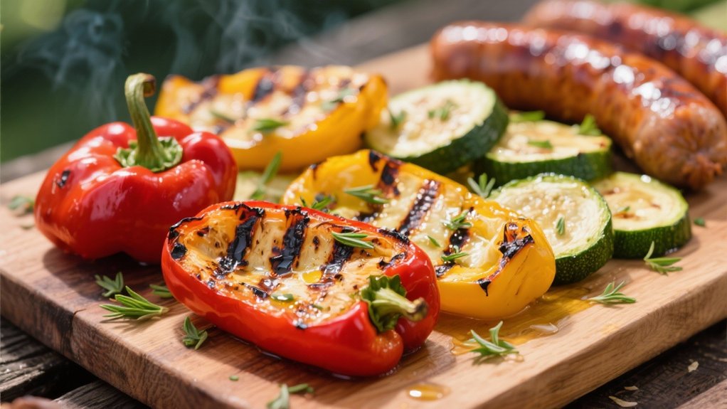 grilled peppers and zucchini