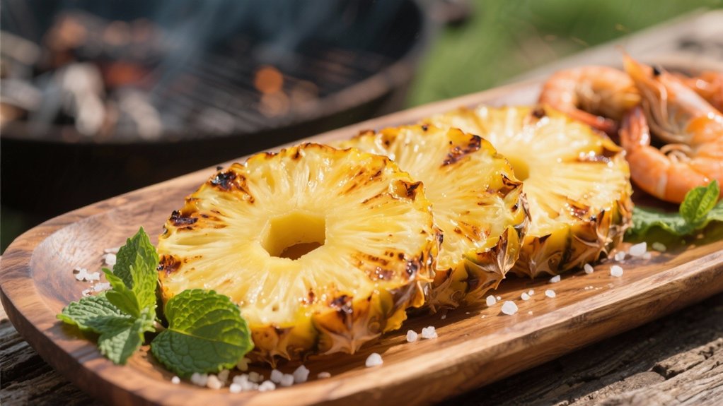 grilled pineapple complements bbq shrimp