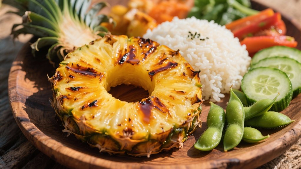 grilled pineapple enhances teriyaki