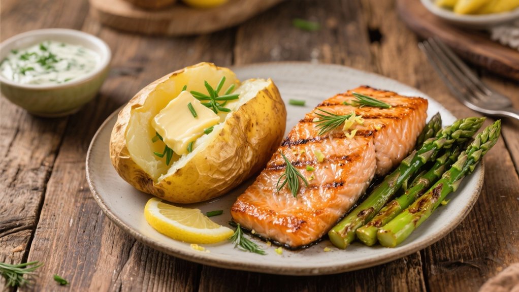 grilled salmon elevates potatoes