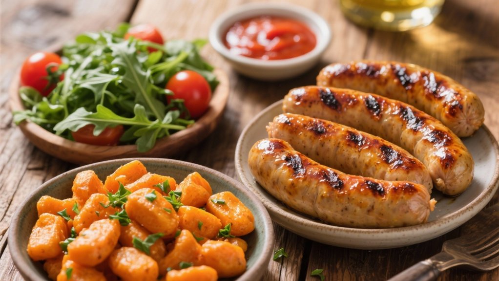 grilled sausage with gnocchi