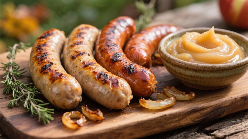 grilled sausages with applesauce