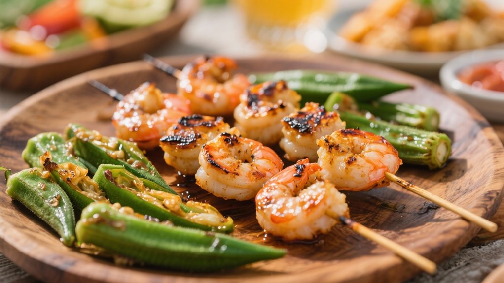 grilled shrimp and okra