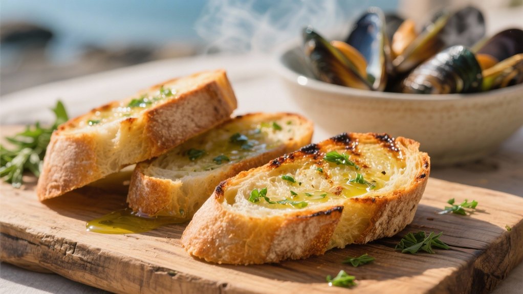 grilled sourdough with herb oil