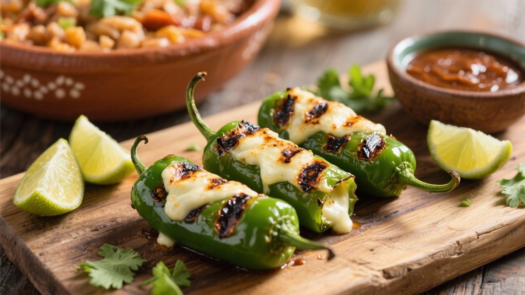 grilled spicy cream filled poppers