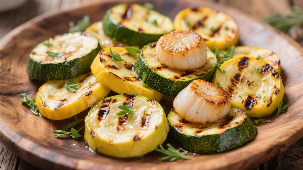 grilled squash and scallops
