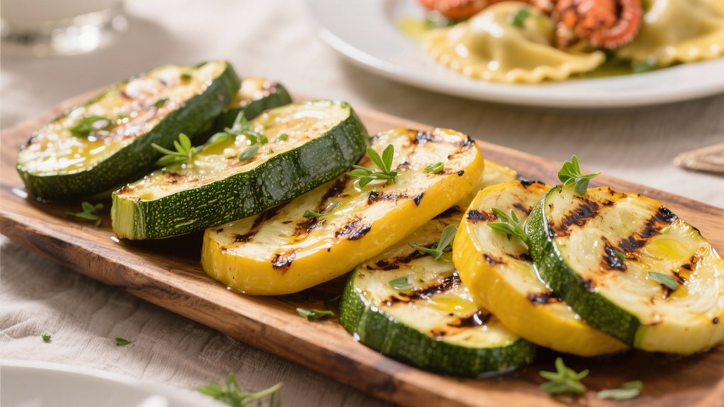 grilled squash complements ravioli
