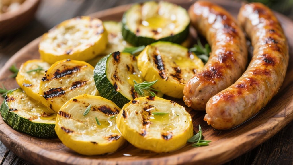 grilled squash complements sausage