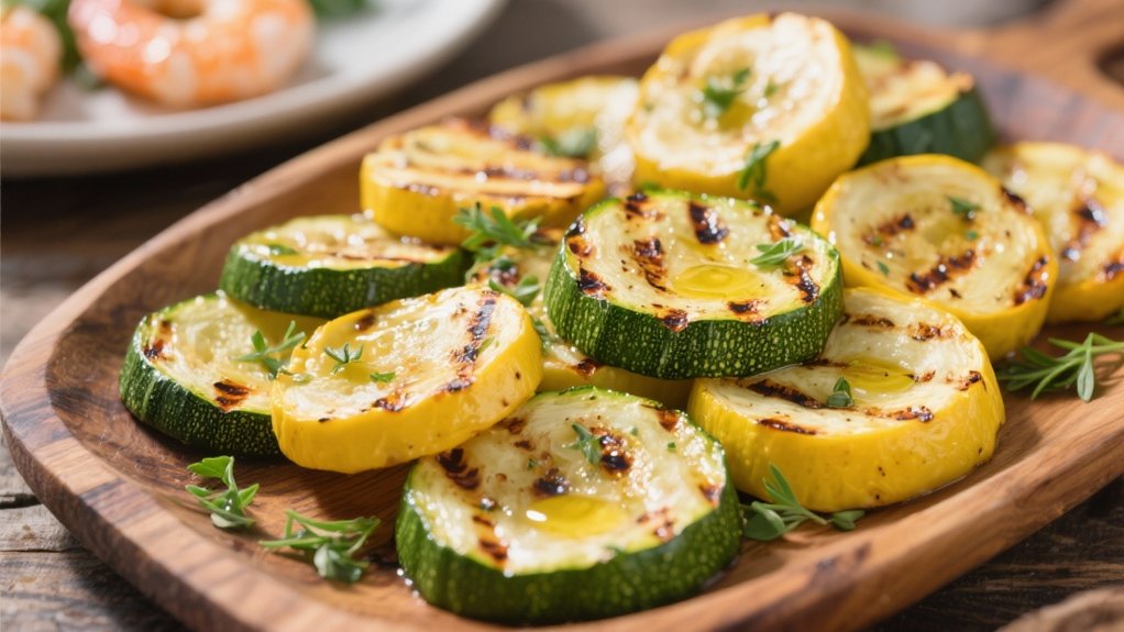 grilled squash enhances seafood platter