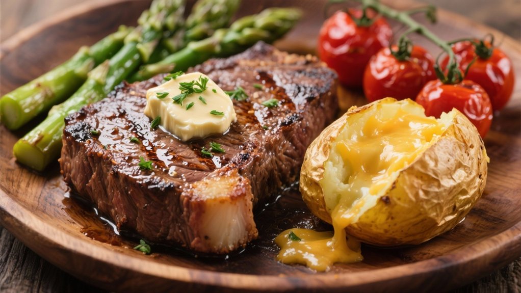 grilled steak with herb butter