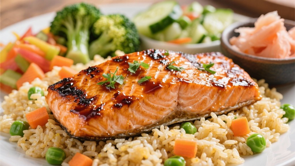grilled teriyaki salmon fillets