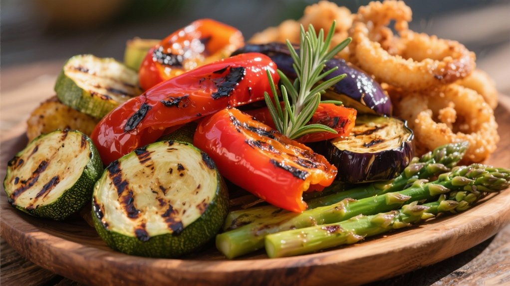 grilled vegetables complement calamari