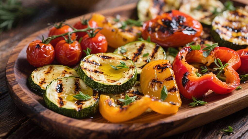grilled vegetables enhance calamari