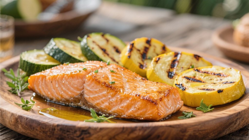 grilled vegetables enhance salmon