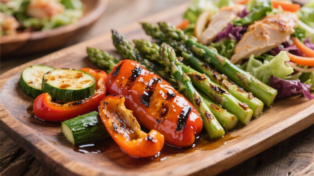 grilled vegetables with teriyaki glaze