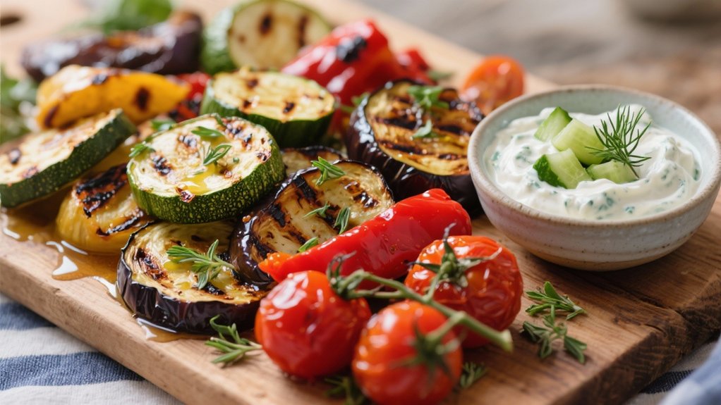 grilled vegetables with tzatziki