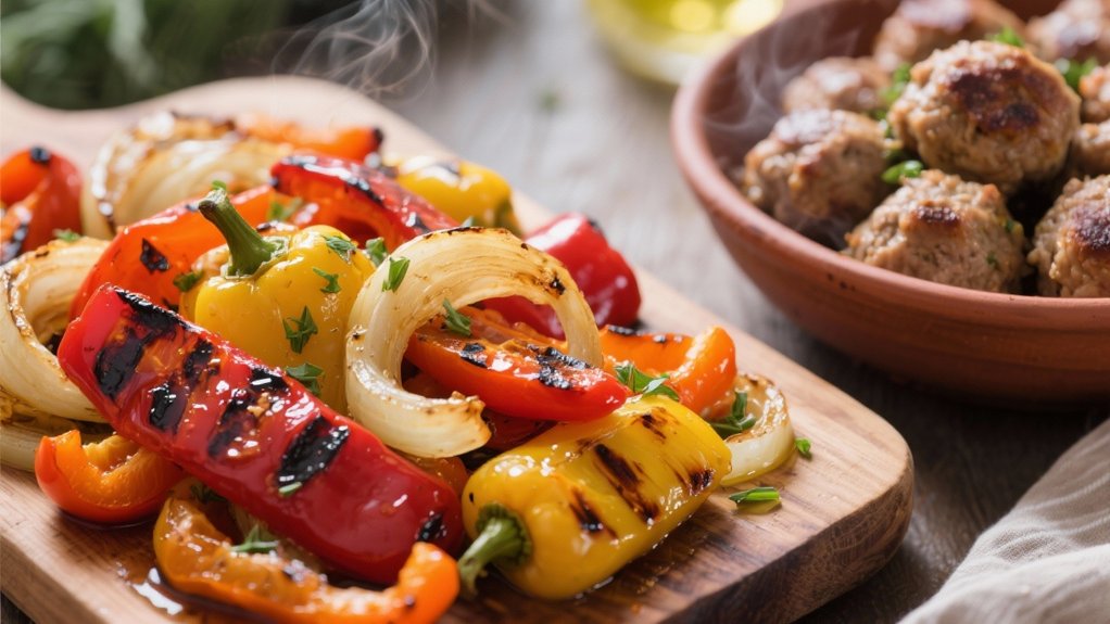 grilled veggies enhance meatballs