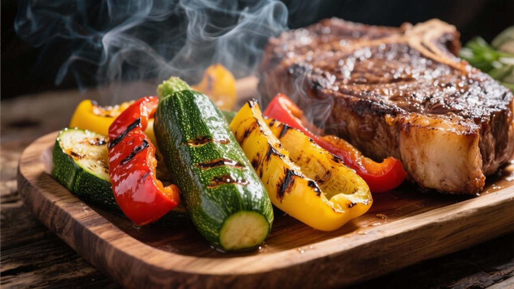 grilled veggies enhance steak