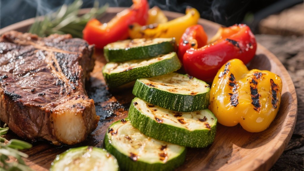 grilled veggies enhance steak