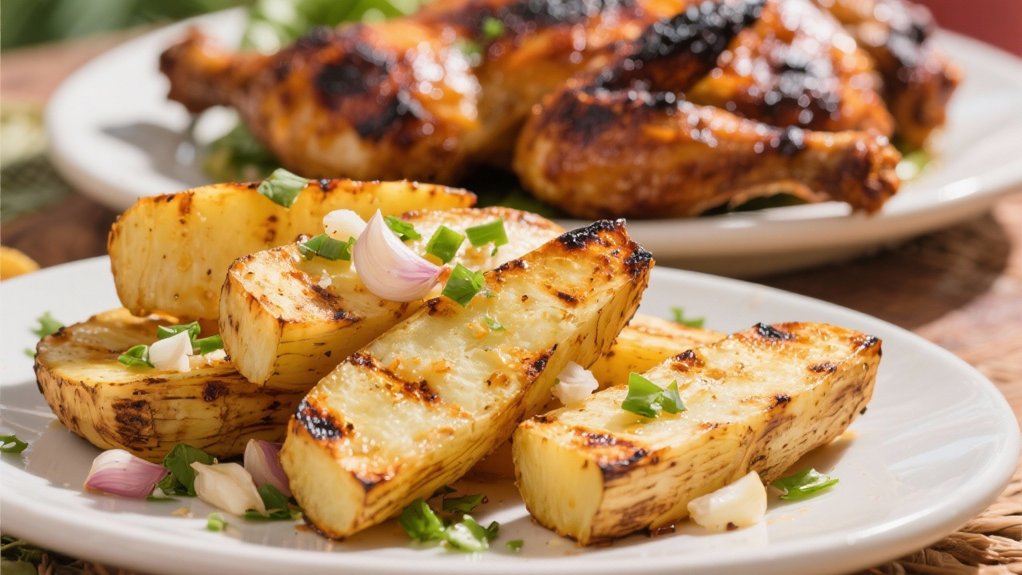 grilled yuca with garlic