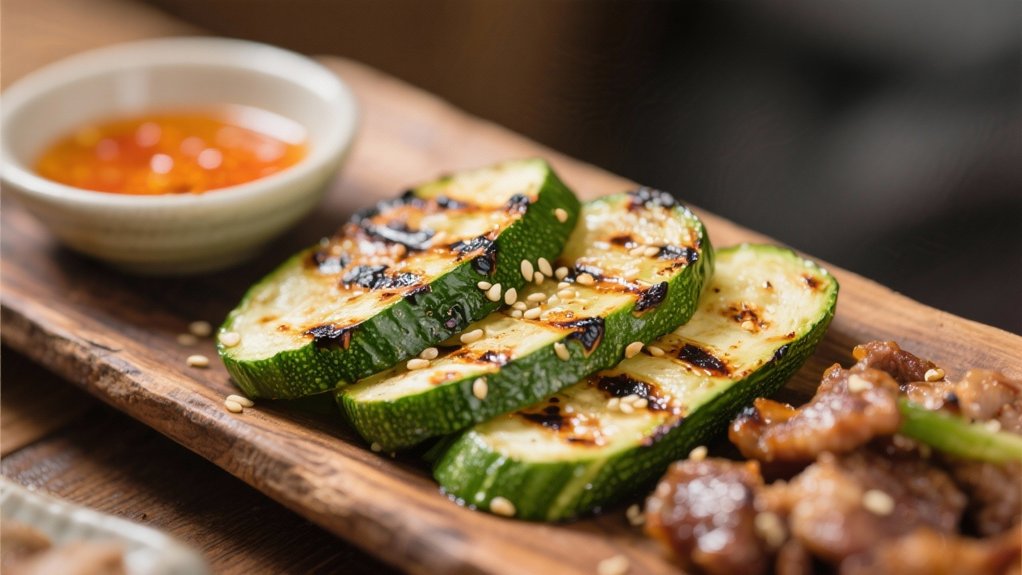 grilled zucchini complements bulgogi
