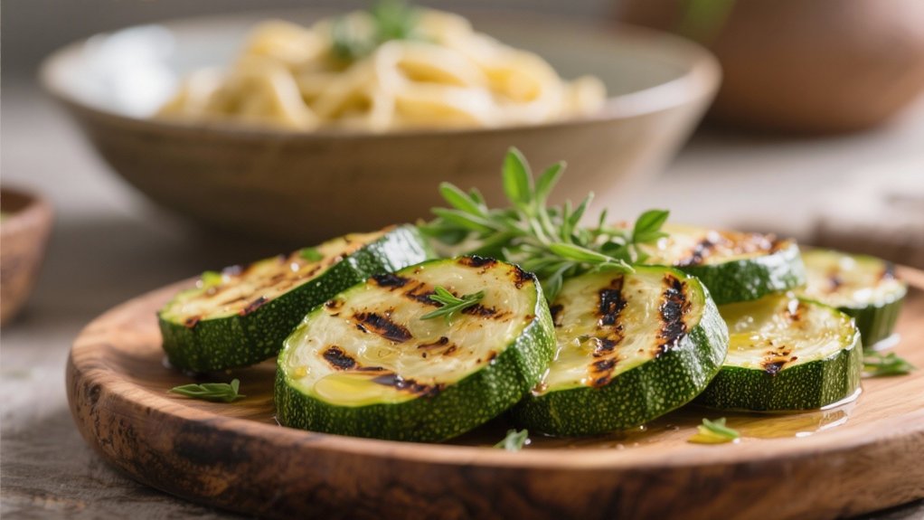 grilled zucchini complements carbonara