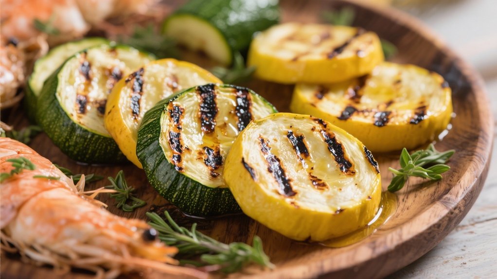 grilled zucchini complements crab