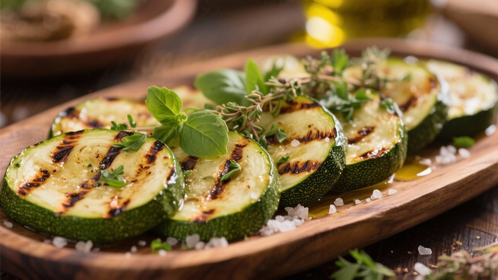 grilled zucchini complements ravioli