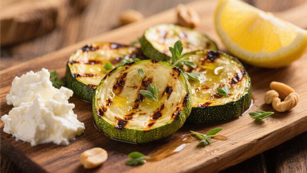 grilled zucchini complements whipped feta
