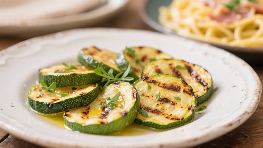 grilled zucchini enhances carbonara