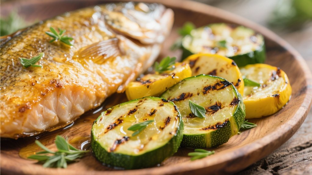 grilled zucchini enhances fish