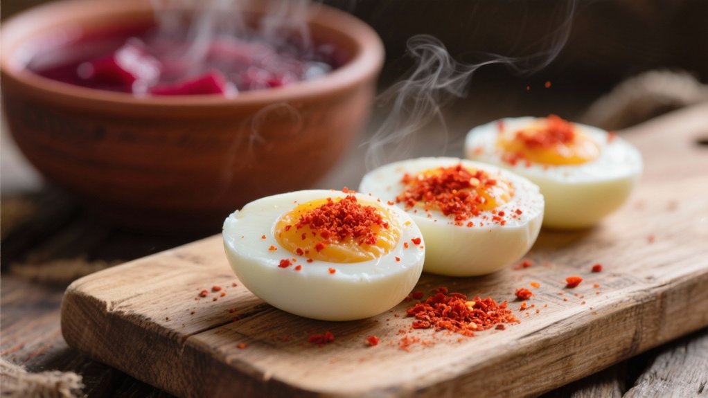 hard boiled eggs with paprika