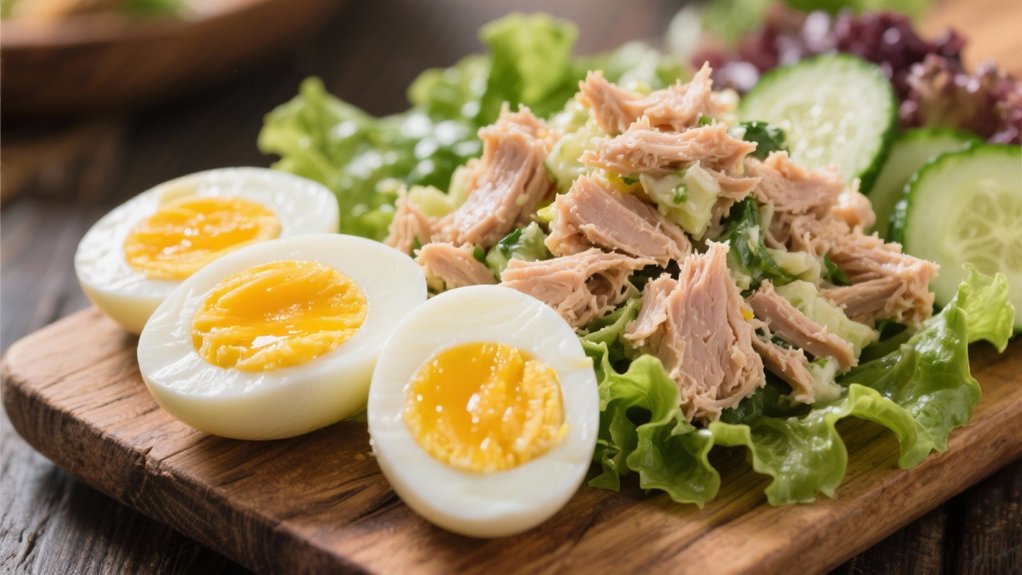 hard boiled eggs with tuna