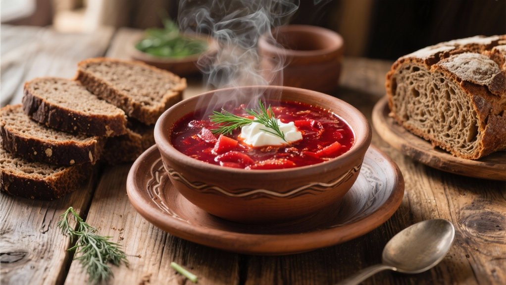 hearty bread and borscht