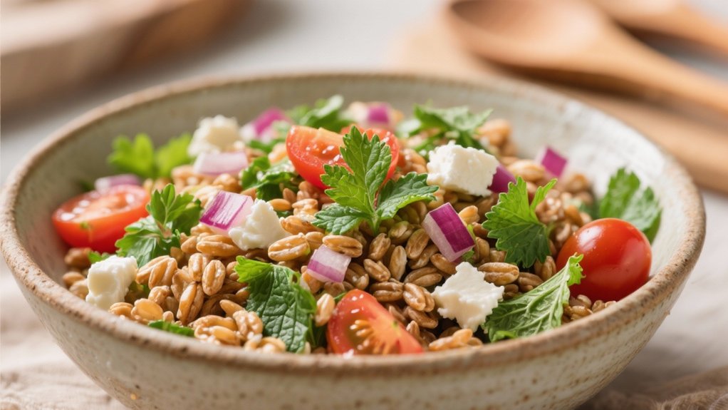 hearty mediterranean farro salad