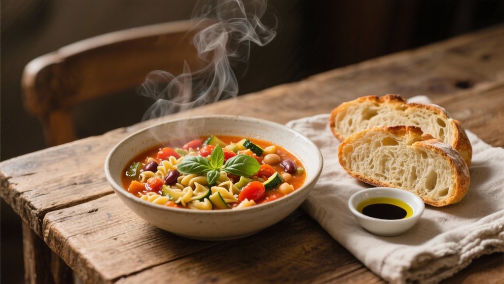 hearty soup and sourdough