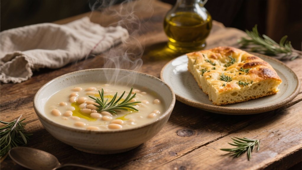 hearty soup with focaccia